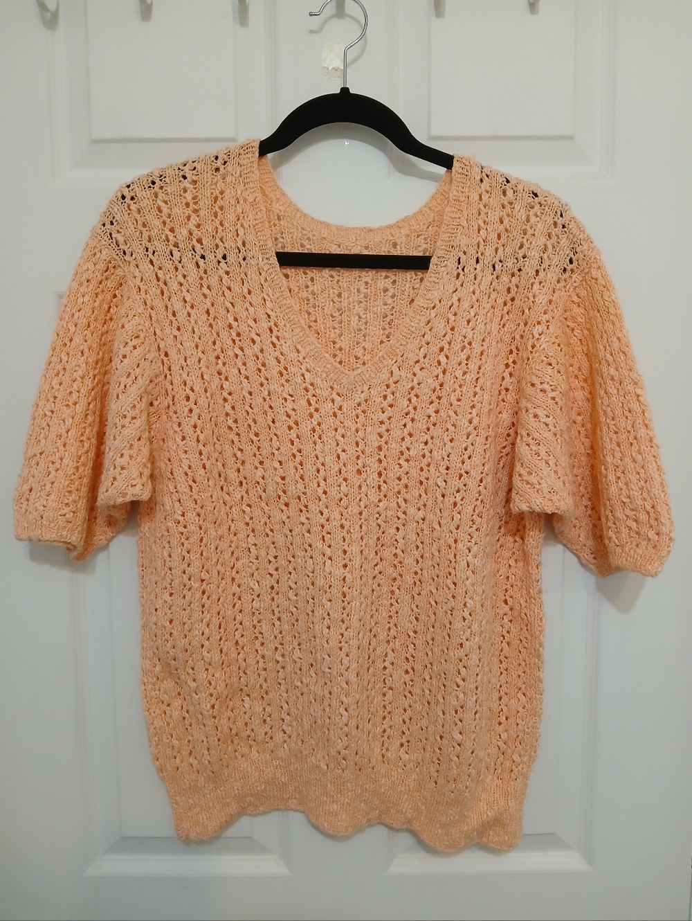 Vtg 90s Handknit Ladies 100% Cotton Summer Top